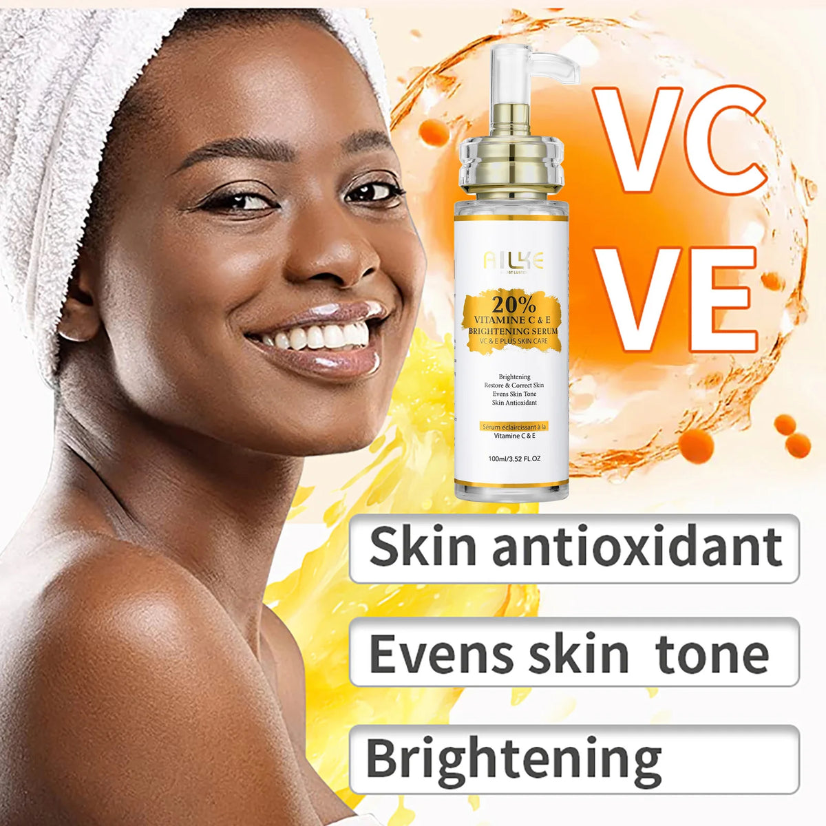 Hot Trend Vault AILKE Whitening Skin Care Kit with Vitamin C for brightening, unisex skincare set with cleansers and serums