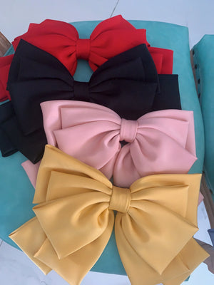 Large satin bow hairpin for women, retro style hair clip by Hot Trend Vault, featuring a elegant satin bow design.
