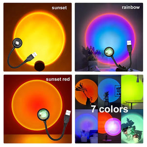 Led USB Sunset Lamp Projector Home Party Decor Night Light Atmosphere Neon Lights For Bedroom Living Room Wall Photography