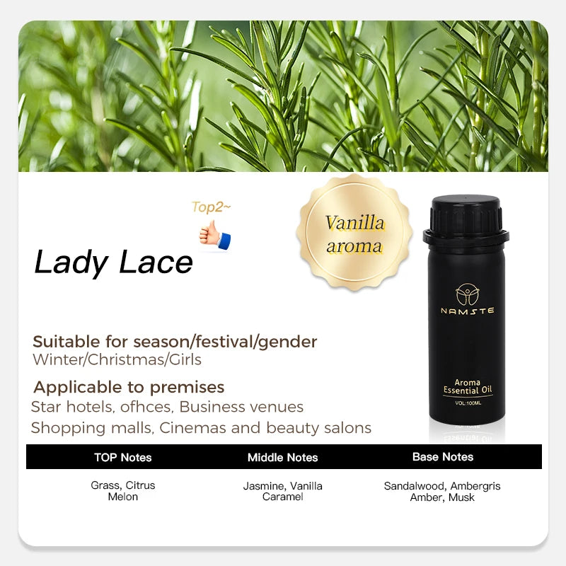 Namstecar perfume fragrance oil 100ml for home diffuser with four 5ml scent samples, from Hot Trend Vault.