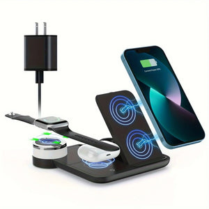 Foldable Hot Trend Vault 3-in-1 wireless charging station with night light for iPhone 15, 14, and 13, featuring 15W fast charging.