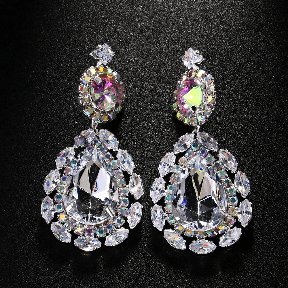 Stonefans Water Drop Exaggerated Jewelry Sets Queen Accessories  Statement Colorful Rhinestone African Necklace Set for Women