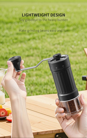 Hot Trend Vault DCNB Mini Manual Coffee Grinder with conical burrs, adjustable settings, 30g capacity for espresso lovers.