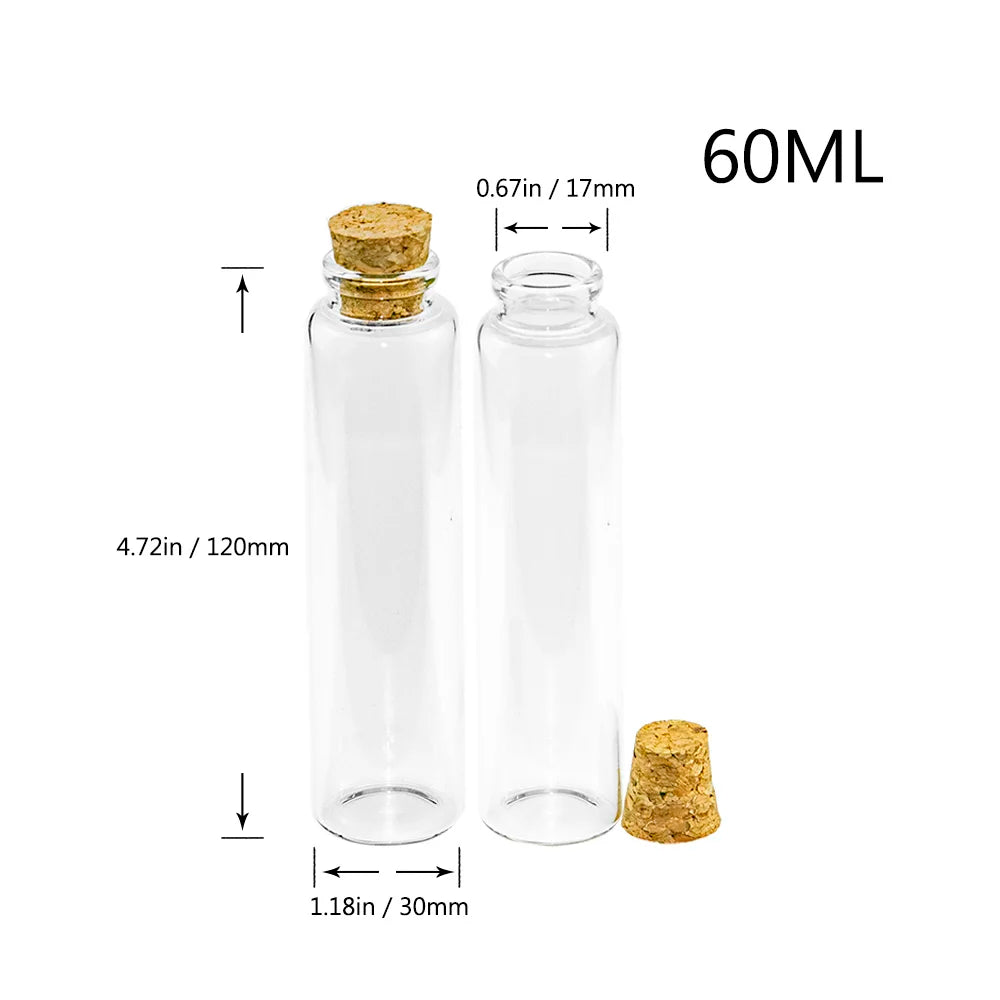 50pcs 10ml 15ml 20ml 25ml 30ml 40ml Glass Bottles with Cork Empty Bottles Jars Containers Vial Crafts Bottles Jars