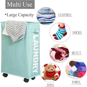 Laundry Basket with Wheels Large Capacity Yoga Mat Storage Basket Multifunctional Foldable Waterproof Dirty Clothes Storage Bag