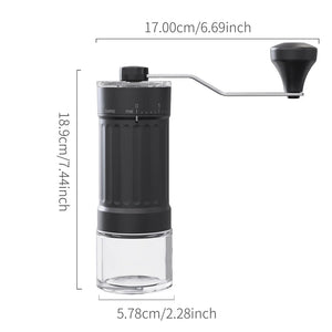 Hot Trend Vault DCNB Mini Manual Coffee Grinder with conical burrs, adjustable settings, and 30g capacity for espresso brewing.