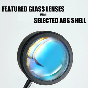USB rainbow sunset lamp by Hot Trend Vault, ambient mood light with colorful glow for bedroom decor and photography.