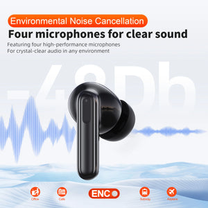 Hot Trend Vault QERE E50 wireless Bluetooth headphones with touch display, 13mm drivers, four mics, ENC, and 28-hour battery life.