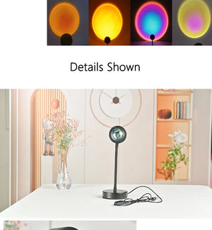 LED Sunset Lamp Nightlights USB Projector Birthday Party Decoration Mood Lights For Bedroom Living Room Wall Photography