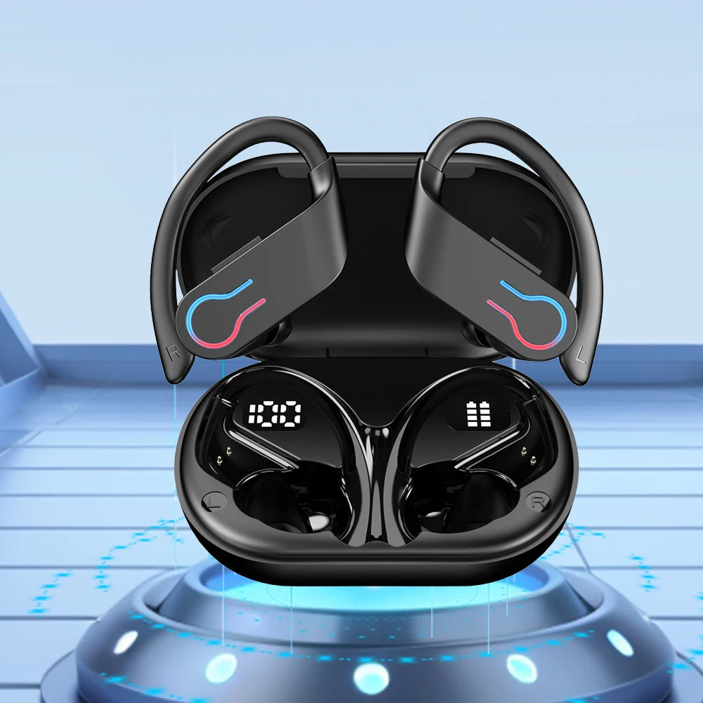Bluetooth 5.3 Wireless Earbuds Sports Headphones with Earhooks Built-in Mic Earphones Waterproof Headphones Ear Buds for Sports