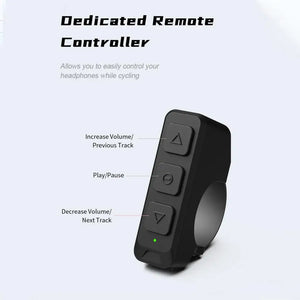 Wireless motorcycle headset by Hot Trend Vault with noise cancelling, designed for riders, shown in a sleek black design.