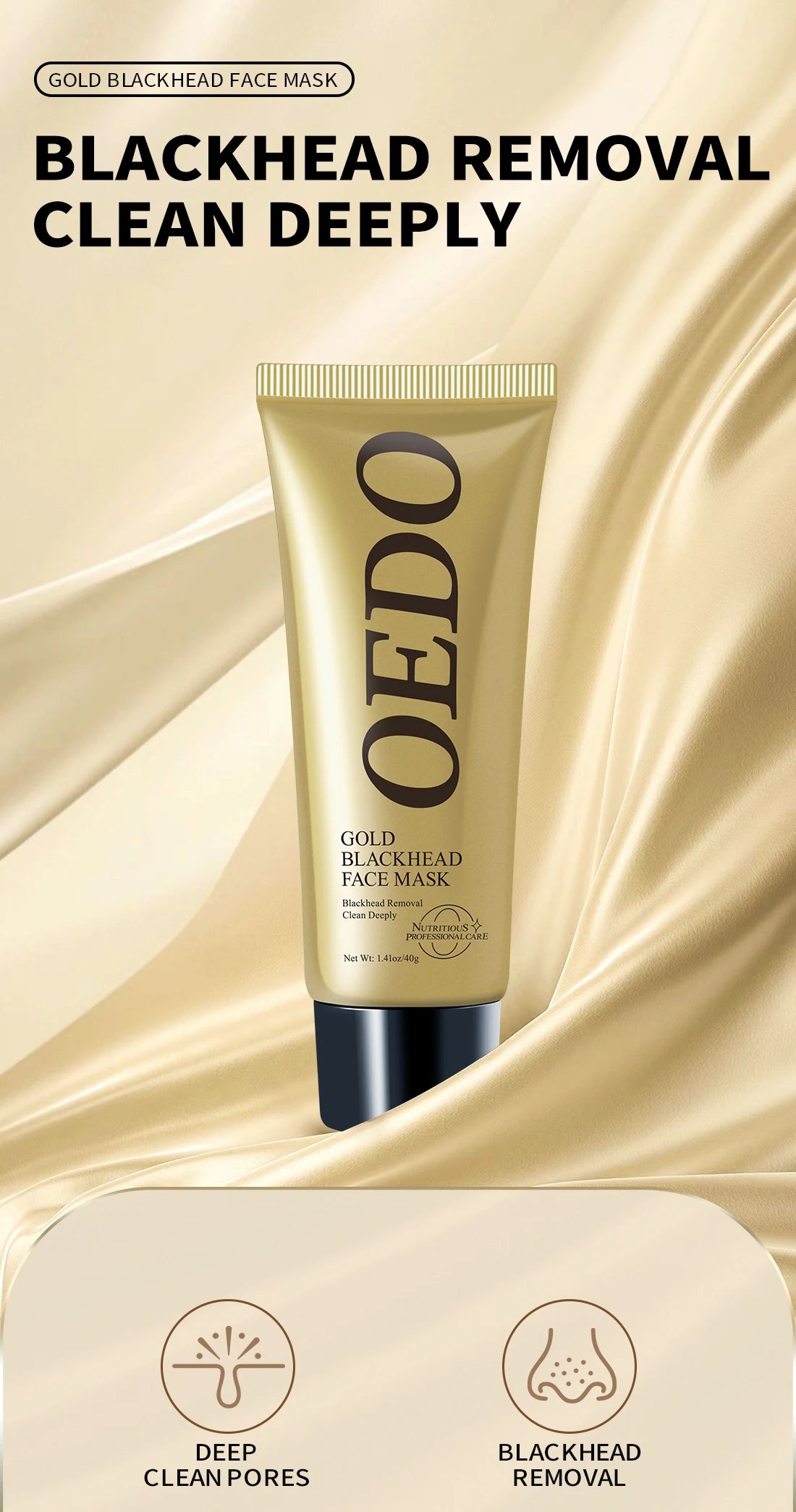 OEDO Blackhead Removal Mask by Hot Trend Vault showing blackhead pore cleansing and whitening treatment for all skin types