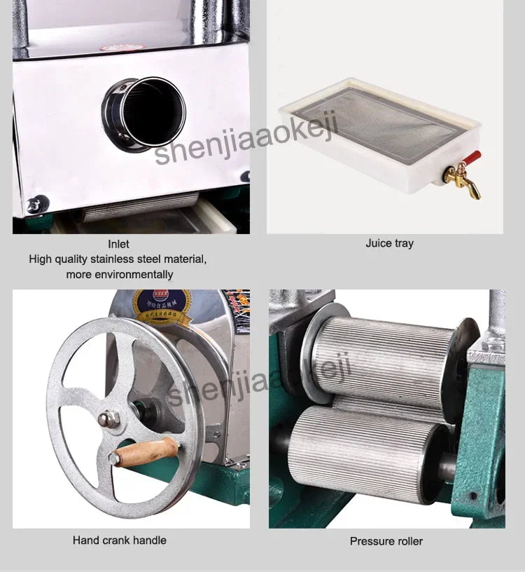 Hand Crank Stainless Steel SugarCane Machine Manual Sugar Cane Juicer 100% Sugar Cane Juice Machine 50kg/H