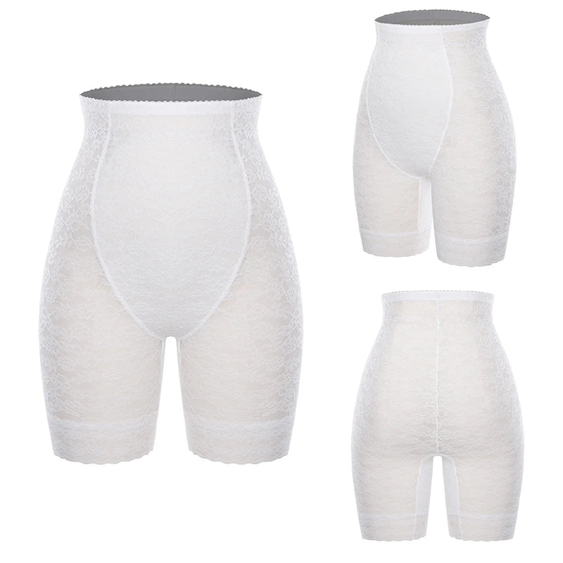 Miss Moly high waisted lace shapewear body shaper shorts for women with firm control, designed for a smooth silhouette.