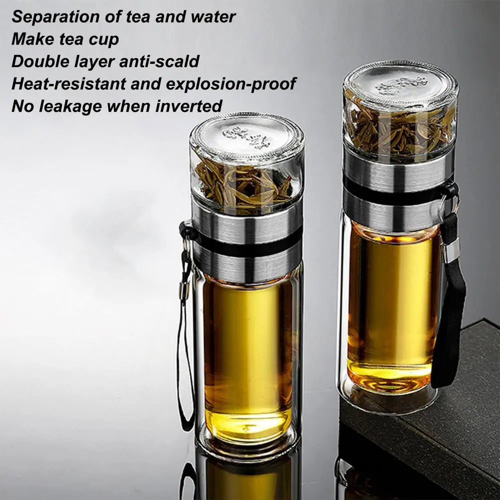 Tea Water Bottle High Borosilicate Glass Double Layer Tea Water Cup Infuser Tumbler Drinkware Water Bottle With Tea Filter