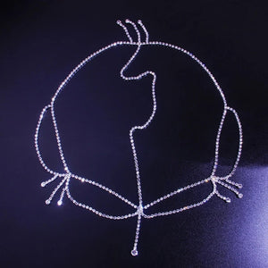 Crystal bridal forehead chain by Hot Trend Vault featuring stone fans and bling design for elegant wedding headwear.
