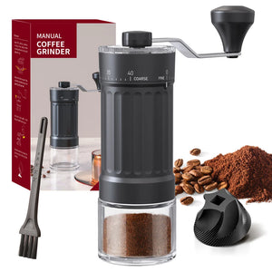 Hot Trend Vault DCNB mini manual coffee grinder with conical burr, adjustable settings, and 30g capacity for espresso brewing.
