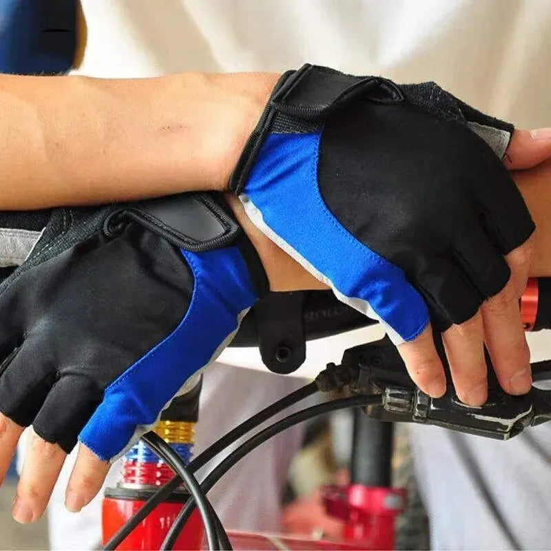Hot Trend Vault men's and women's half finger cycling gloves with breathable fabric and anti-slip grip for activewear use.