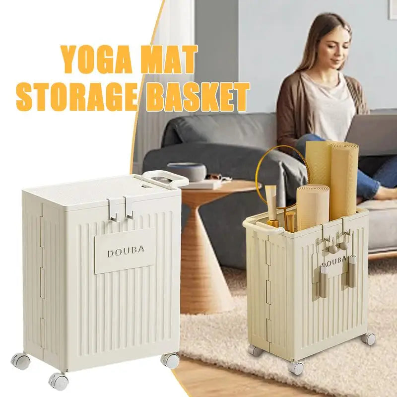 Yoga Mat Storage Folding Workout Equipment Corner Storage Organizer with Wheels Yoga Mat Stand Yoga Mat Holder Gym Organizer