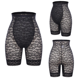 High waisted Miss Moly shapewear body shaper shorts with lace, offering firm control for women, by Hot Trend Vault.