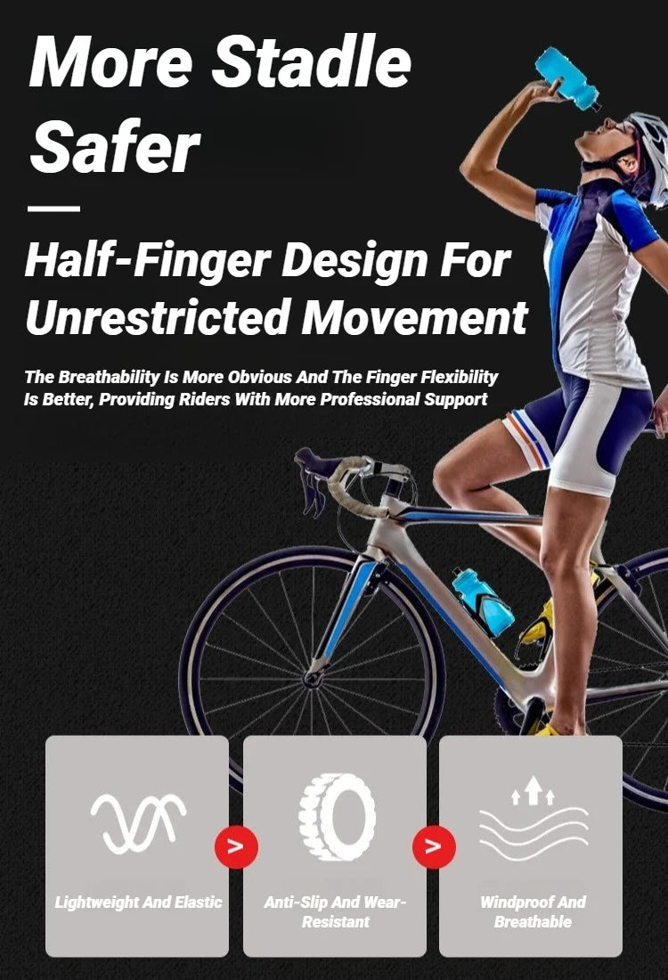 Half Finger Cycling Gloves Men Women Anti Slip Shock Breathable Summer Bicycle Fingerless Sports Gym Training Bike