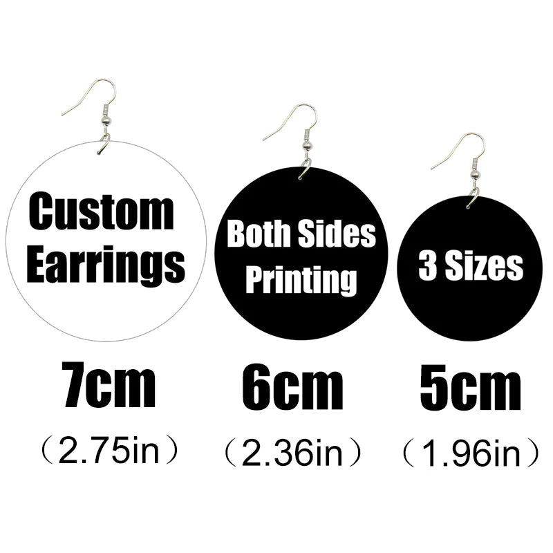 SOMEHOUR Customized African Wooden Drop Earrings Making Picture Printed 3 Sizes Personalized Wood Dangle For Women Gifts 10Pairs