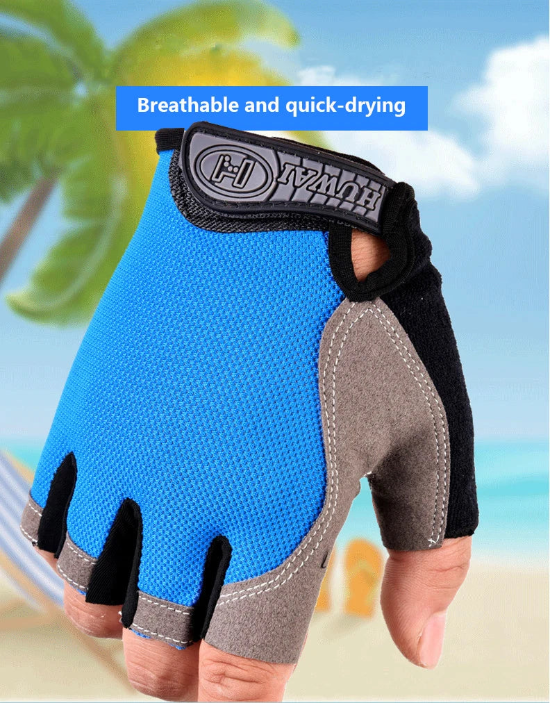 Guantes de ciclismo sin dedos transpirables y antideslizantes para hombres y mujeres