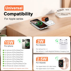 Hot Trend Vault 3-in-1 wireless charging station for Apple devices, fast charge dock for iPhone, AirPods, and Apple Watch.