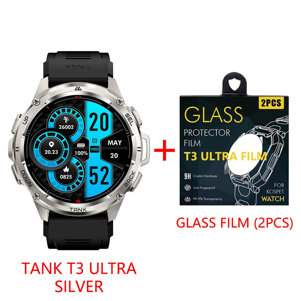 2024 NEW KOSPET TANK T3 Ultra GPS Smart Watches For Men Smartwatch Women Waterproof Electronic Fitness Digital Bluetooth Watches