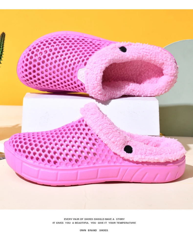 Couple Style Men's and Women's Cotton Slippers Winter Warm Plus Velvet Thickened Clogs Mule Shoes