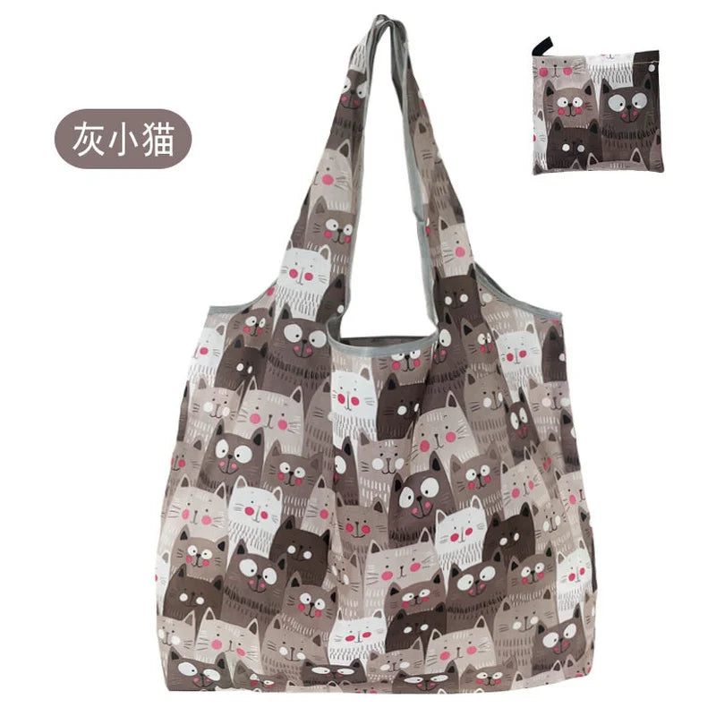 Large reusable foldable shopping tote bag for women by Hot Trend Vault, washable, eco-friendly, and heavy-duty cloth material.