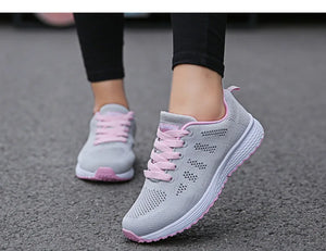 Women Casual Shoes Fashion Breathable Walking Mesh FlatShoesSneakers White Female Footwear