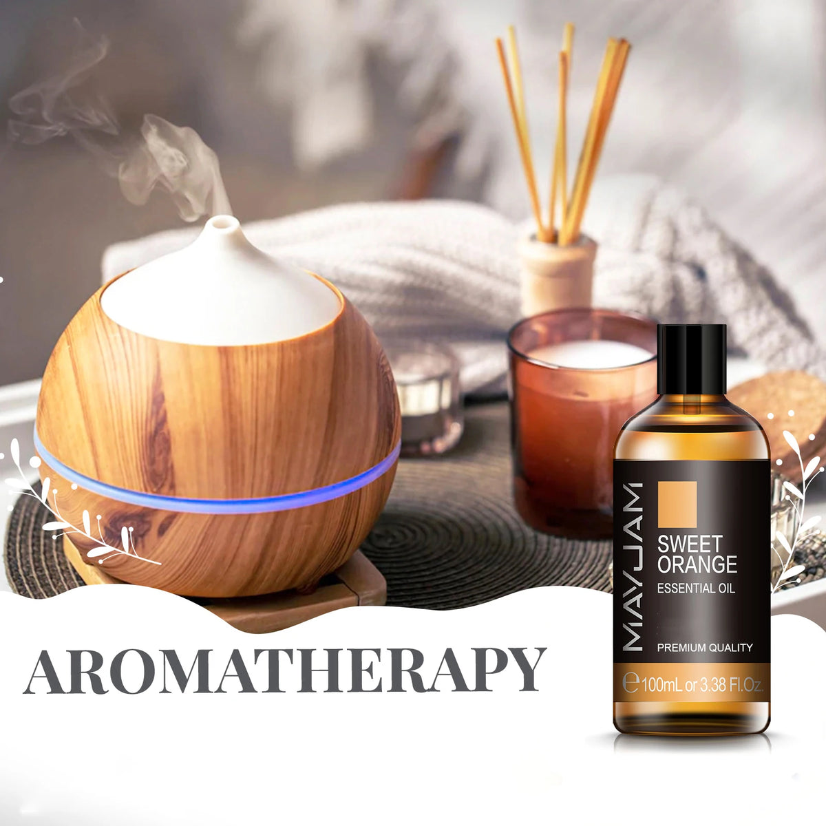 100ML Sandalwood Pure Natural Essential Oil Diffuser Lavender Jasmine Eucalyptus Frankincense Mint Orange Lemon Ylang Aroma Oil