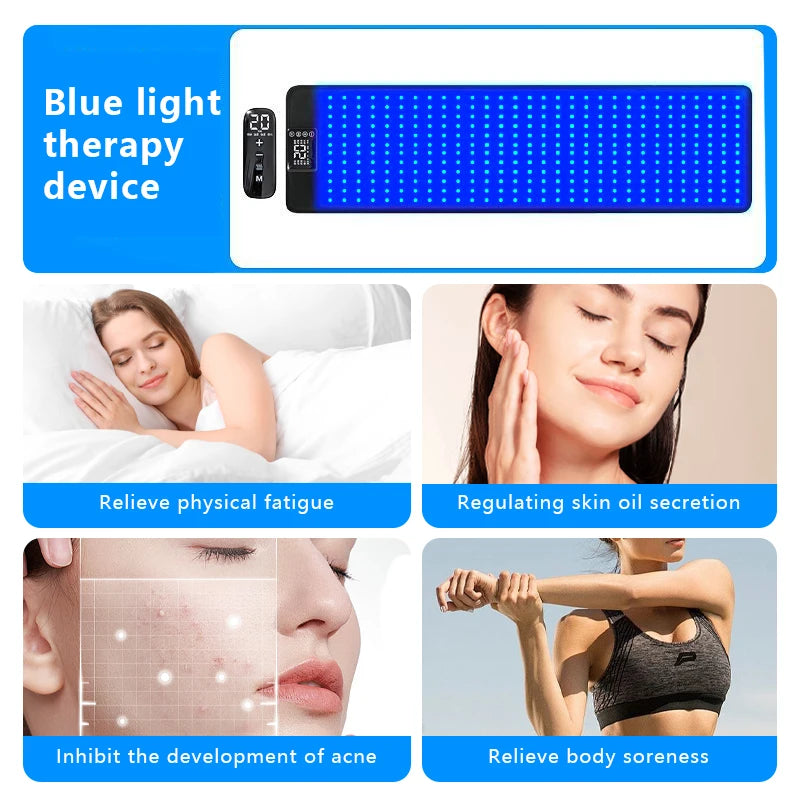 Tanning Lamp Mat 360 PCS Blue Light Massage Yoga Mat Remote Control 8 Modes&amp;20 Gears 100*40CM Solarium Lamp for TanningSkin Care