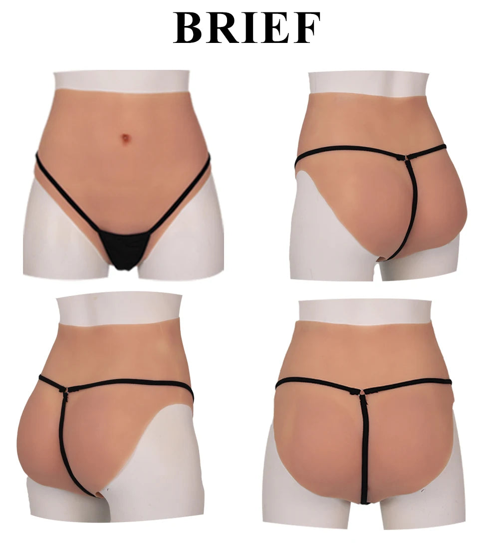 Silicone hip enhancer panties by Hot Trend Vault for drag queens and crossdressers, featuring a lift and curvy buttock shape.