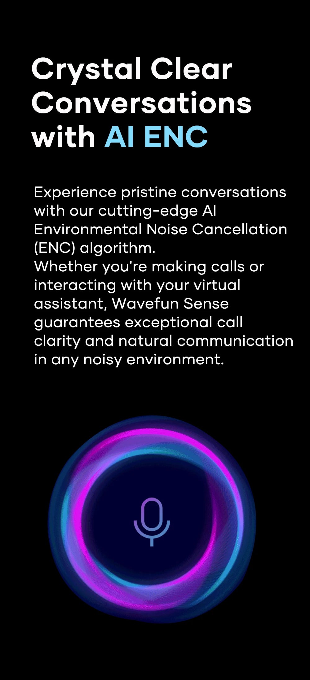 Wavefun Sense Open Ear Headphones Bluetooth Earphone with Adjustable Ear Hook Super Bass Earbuds BT5.3 Headsets with Microphone