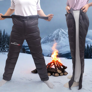 Lightweight Hot Trend Vault down pants for men and women, designed for winter hiking and outdoor warmth.