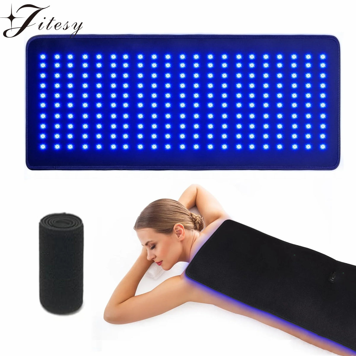 Tanning Lamp Mat 360 PCS Blue Light Massage Yoga Mat Remote Control 8 Modes&amp;20 Gears 100*40CM Solarium Lamp for TanningSkin Care