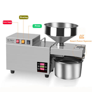 S9S Oil Press Stainless Steel Automatic Cold Press Oil Press Coconut Peanut Kernel Oil Press 110V/220V 1500W (Max)