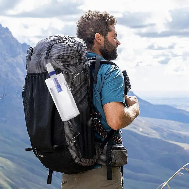 Foldable Water Bottle With Filter Water Purifier Bottle 1000ml Water Bottle Filter Container Reusable Outdoor Filtered Water Bag