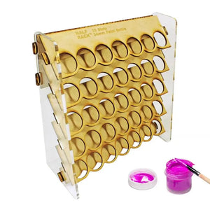 Wooden Paint storage rack 35-hole wall mount Paint Round Bottle Organizer Display Stand For Miniature Paint Set