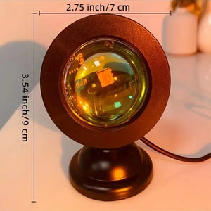 Hot Trend Vault Sunset Lamp with RGB lights showing 16 colors and remote control, ideal for photography and ambient lighting.
