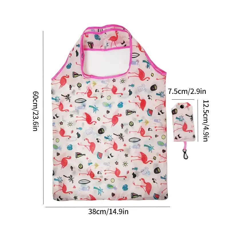 Reusable foldable eco-friendly grocery tote bag by Hot Trend Vault, showing its compact, foldable design and sturdy handles.