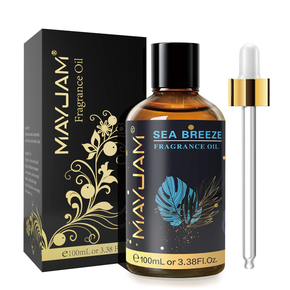 Hot Trend Vault Mayjam 100ml premium fragrance oil with sea breeze, coconut, vanilla, coffee, and bubble gum scent, with dropper.
