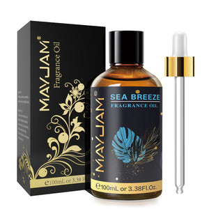 Hot Trend Vault Mayjam 100ml premium fragrance oil with sea breeze, coconut, vanilla, coffee, and bubble gum scent, with dropper.