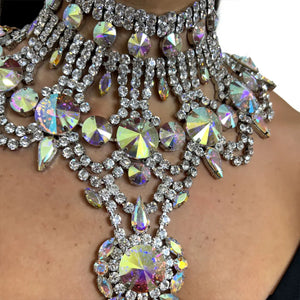 Fashion Exaggerated AB Necklace Luxury Designer Massive Women Massive Geometry Statement Necklace Party Jewelry Accessories Gift