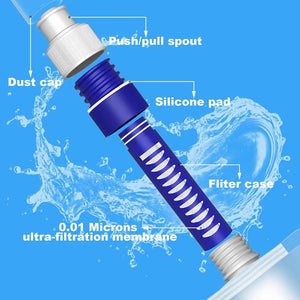 Foldable water bottle with built-in filter from Hot Trend Vault, suitable for outdoor activities and travel.