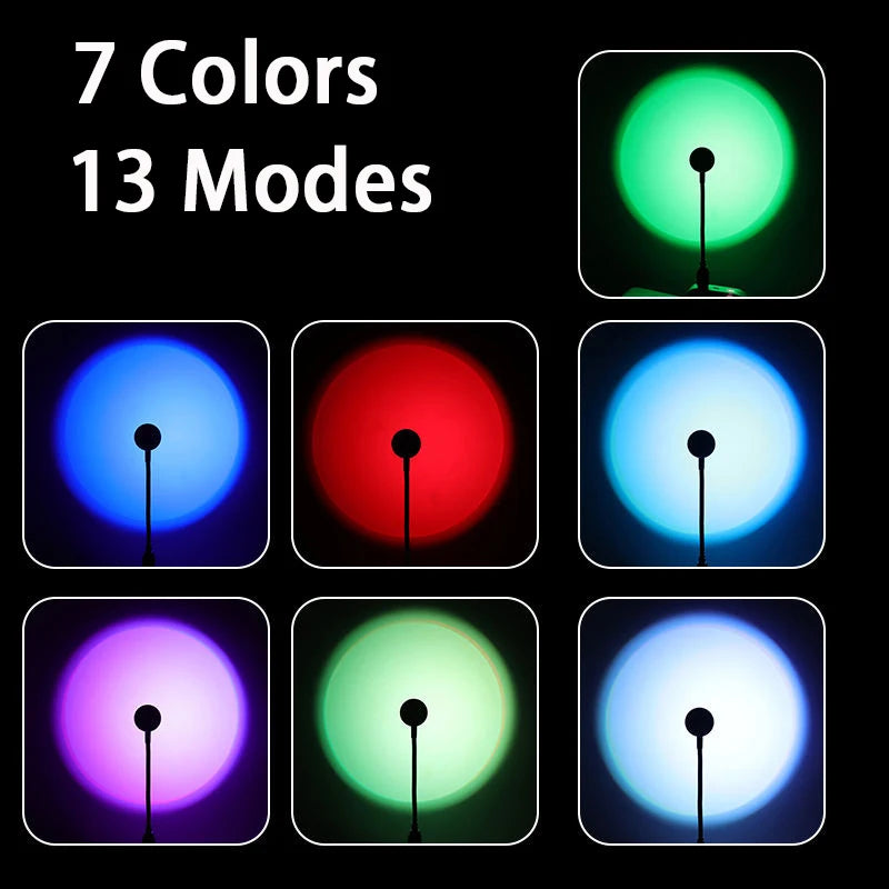 USB LED Sunset Lamp Ambient light Projector Photography Wall Atmosphere Neon Lights for Party Bedroom Living Room Decoration