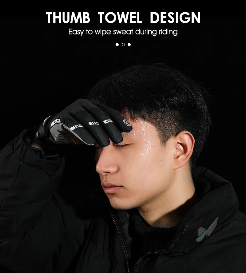 West Biking full finger cycling gloves by Hot Trend Vault, made with synthetic leather and Lycra for men and women, all-season grip.