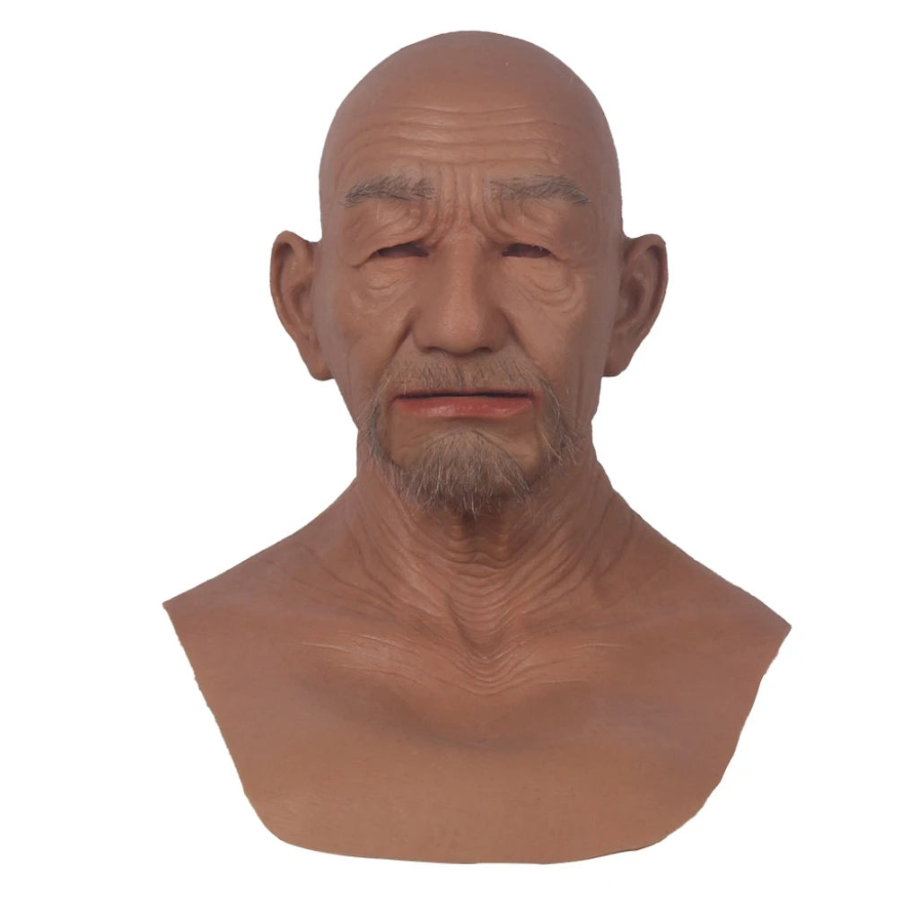 Silicone Old Man Mask Realistic Silicone Full Head Face Mask Party Prop Cosplay Male Hood Headwear for Halloween Cosplay
